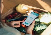 Young Woman Ordering Groceries Online with Smartphone