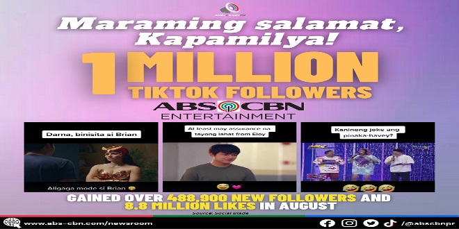 ABS-CBN Entertainment 1M followers on TikTok_1