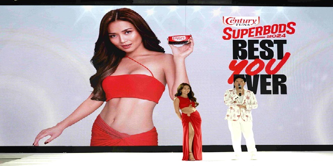 Century Tuna Superbod Kathryn Bernardo together with event host Tim Yap