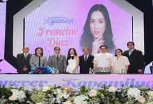 Francine with ABS-CBN group CFO Rick Tan, COO Cory Vidanes, president & CEO Carlo Katigbak, chairman Mark Lopez, managers John Ling and Nenette Rustia & Star Magic head Lauren Dyogi